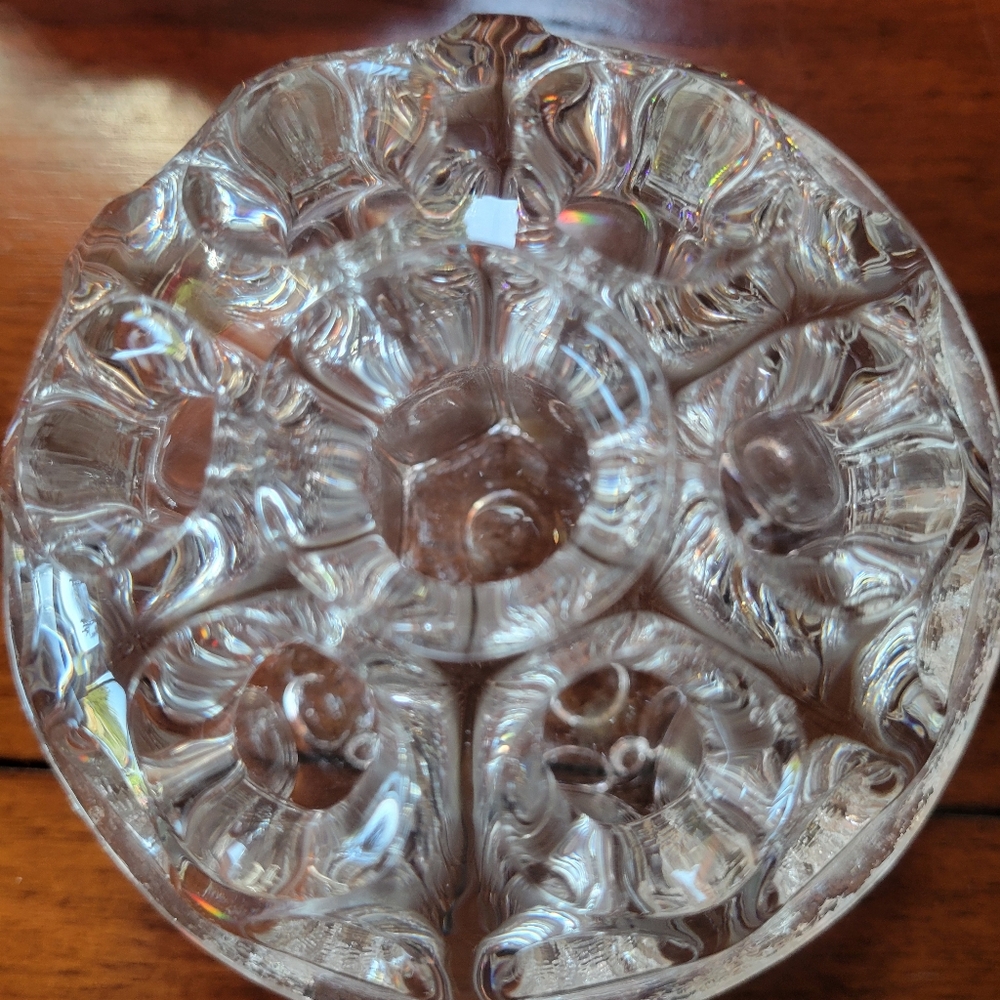 Vintage FRENCH clear Glass Floral Flower Frog.